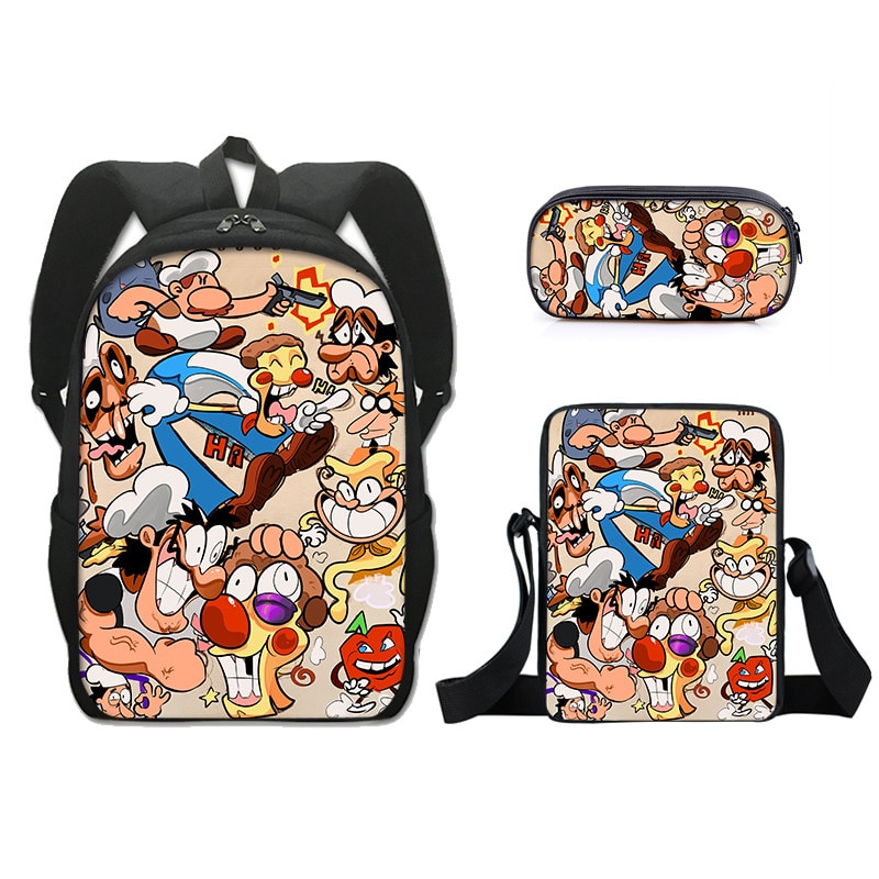 Pizza Tower Backpack Pen Bag Small Body Bag Three Piece Package For Kid ...