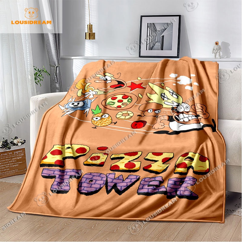 Pizza Tower Classic Pixel Game Throw Blanket Game Cartoon Gaming Gamer Room Soft Plush Blanket Bedroom 1 - Pizza Tower Plush