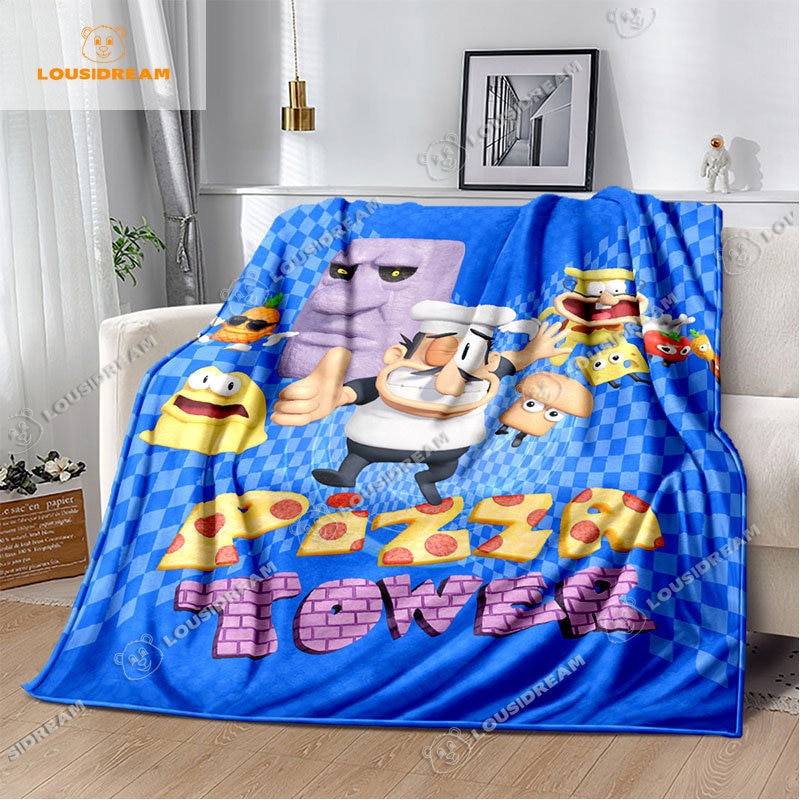 Pizza Tower Classic Pixel Game Throw Blanket Game Cartoon Gaming Gamer Room Soft Plush Blanket Bedroom - Pizza Tower Plush