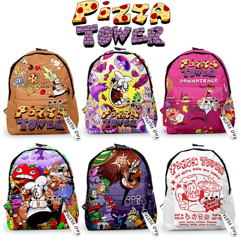 Pizza Tower Large Capacity Colour Printing Cartoon Backpack | Pizza ...