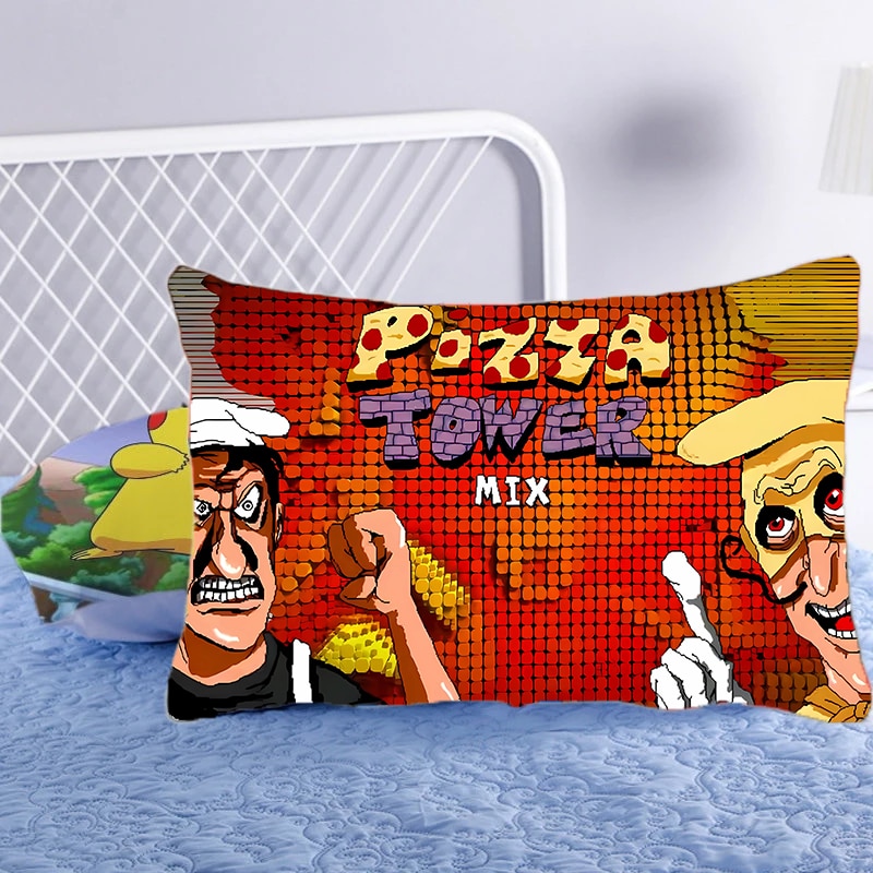 Pizza Tower Rectangle Pillowcases Cartoon Game Pillow Covers Anime Printed Pillow Cases Decoration Kids Bedroom Room 1 - Pizza Tower Plush